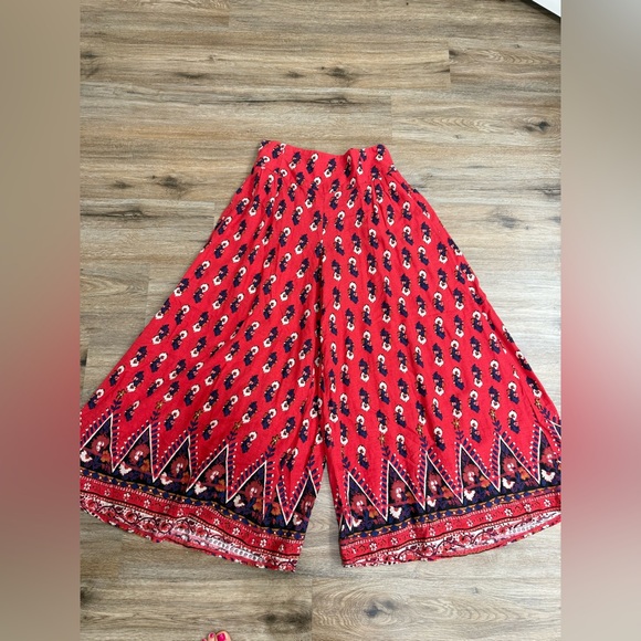 Free People Pink Floral Ultra Wide Leg Pants Size M - Picture 7 of 12